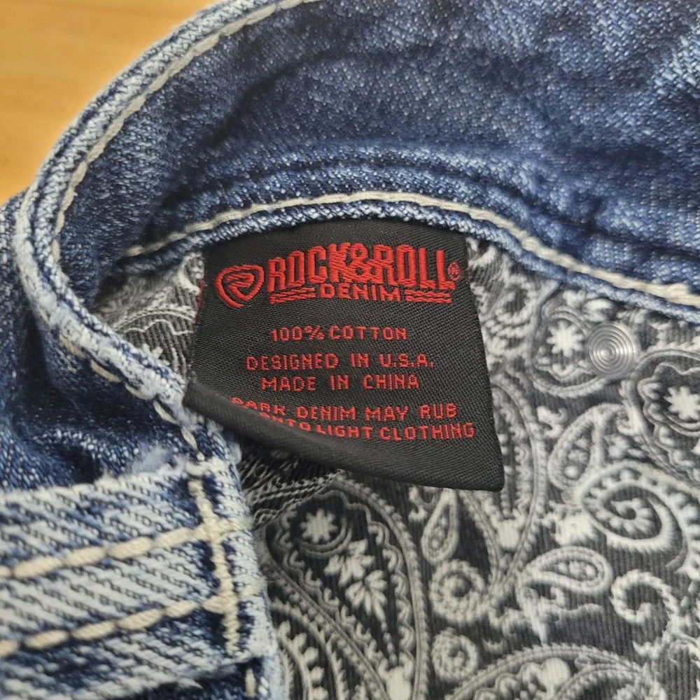 Rock & Roll Denim Pistol Stackable Regular Boot Cut Jeans Mens 38x32 Medium Wash